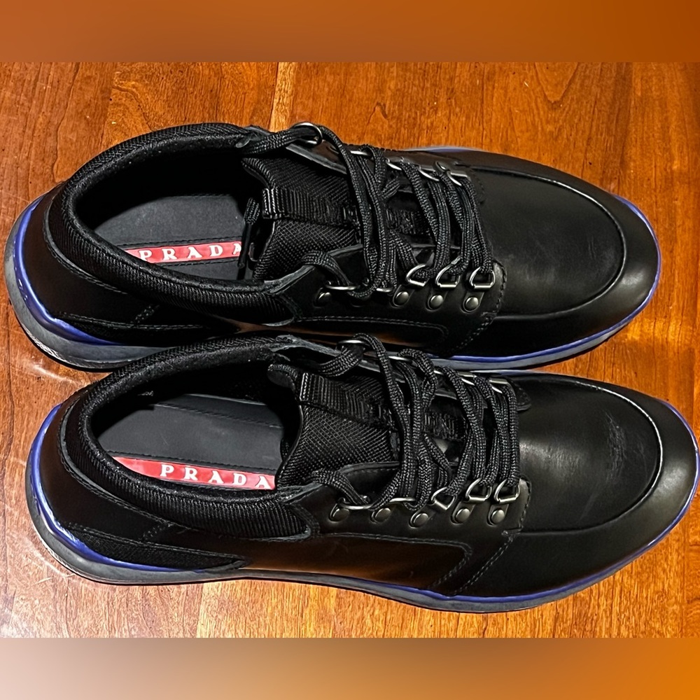 Men’s Authentic Prada Sneakers Size 8 1/2 Pull-Up 4 Nero 4E2282 Unworn Vintage - Picture 7 of 10